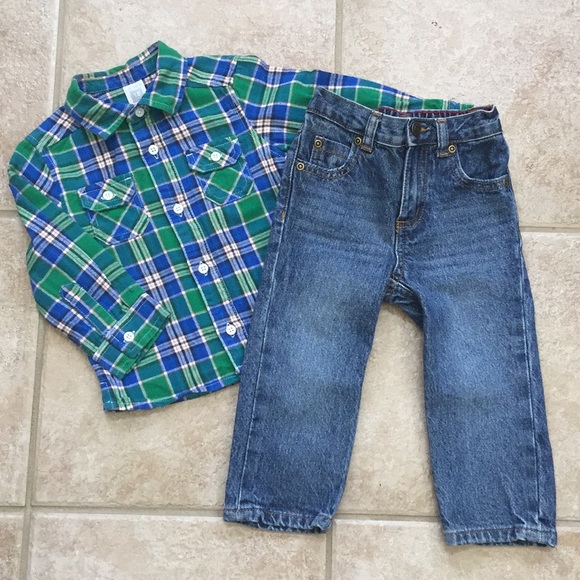 Carter's Boys Flannel Button Down Shirt & Jeans - Picture 8 of 8